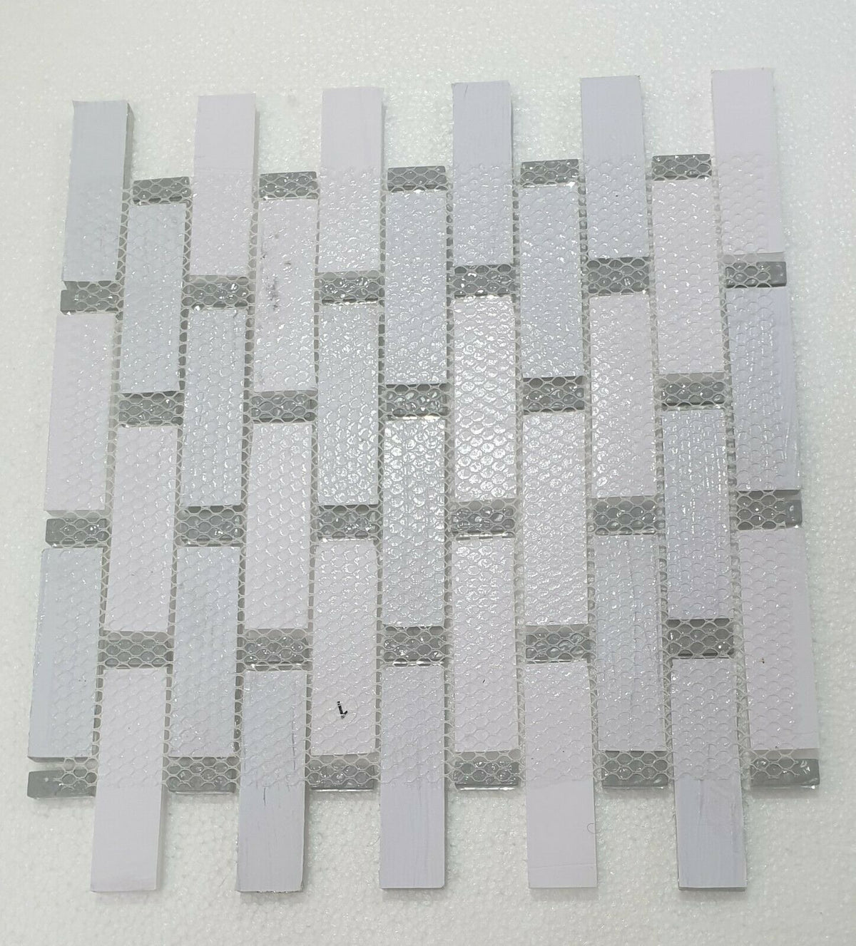 White Silver Foil Glass Mosaic Tile | 1 sheet 300x300x8mm | 11 sheets 1sqm