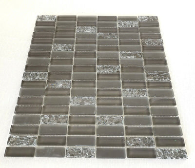 White Crack-effect Glass Mosaic Tile | 1 sheet 300 x 300 x 8mm | 11 sheets 1sqm