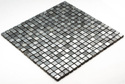 Cubic Greyscale Stone Mosaic Tile