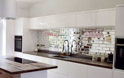 Full Bodied Metro Mirror Glass Mosaic Tiles with bevelled edges-75*150*8mm & 75*300*8mm