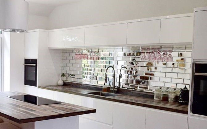 Full Bodied Metro Mirror Glass Mosaic Tiles with bevelled edges-75*300*8mm-45tiles-1m2