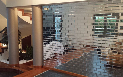 Full Bodied Metro Mirror Glass Mosaic Tiles with bevelled edges-75*150*8mm-90tiles-1m2