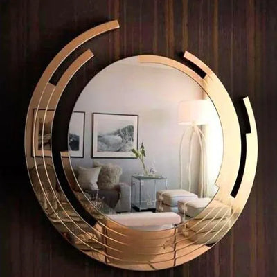 Elegant Classy Round Modern Designer Wall Mirror for Home Decor| Decorative Mirror  (Round)-90*90cm-DF863-Chrome & Rosegold both colours