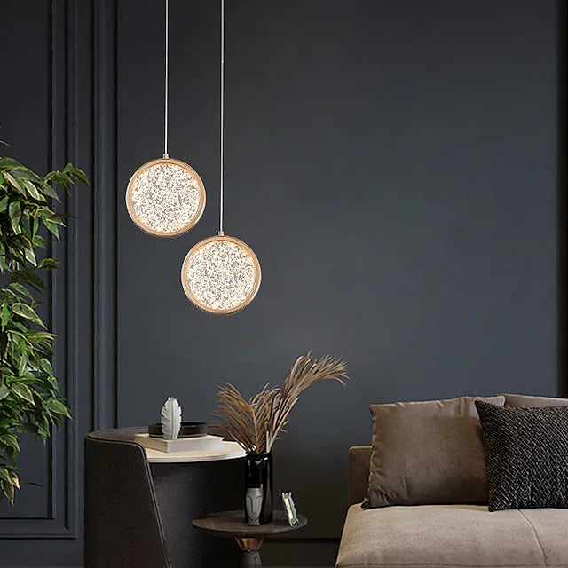 Rosegold Crystal Pendant Light with Rotating Ring-209 with matching different size lights