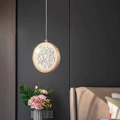 Pendant-Crystal Glass Pendant light with Rotating Ring-2010-1,3 & 5 rings(Rose Gold) with matching wall lights